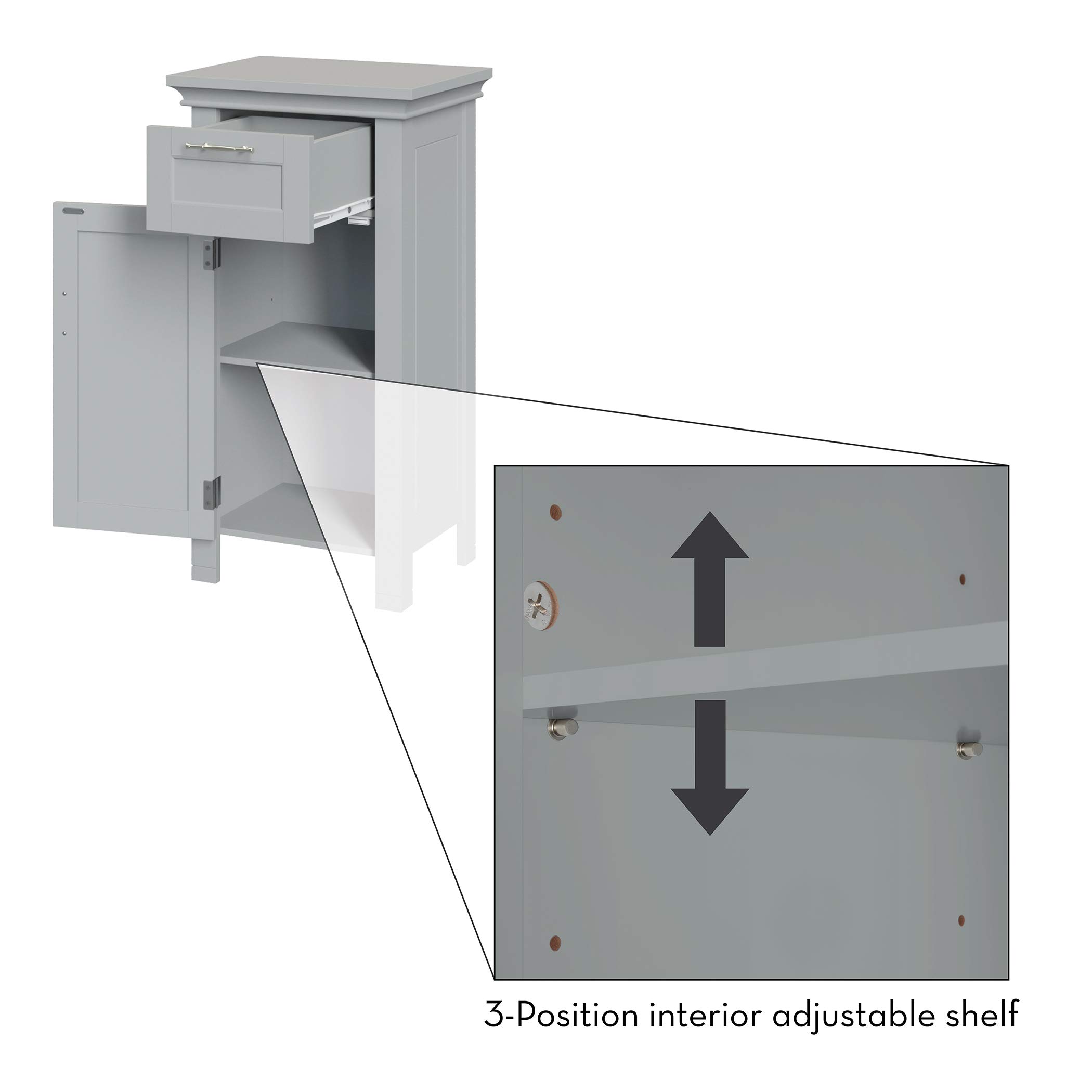 RiverRidge 06-076 Home Somerset Collection Single Door Floor Cabinet, Gray, No Size,Grey - Image 7