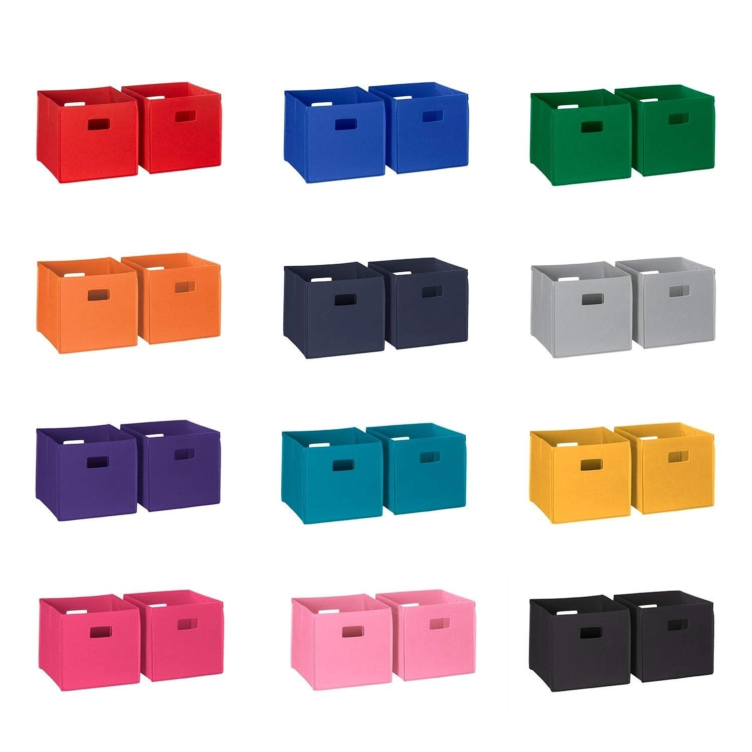 RiverRidge 2-Piece Traditional Fabric Folding Storage Bin Set in Pink - Image 4