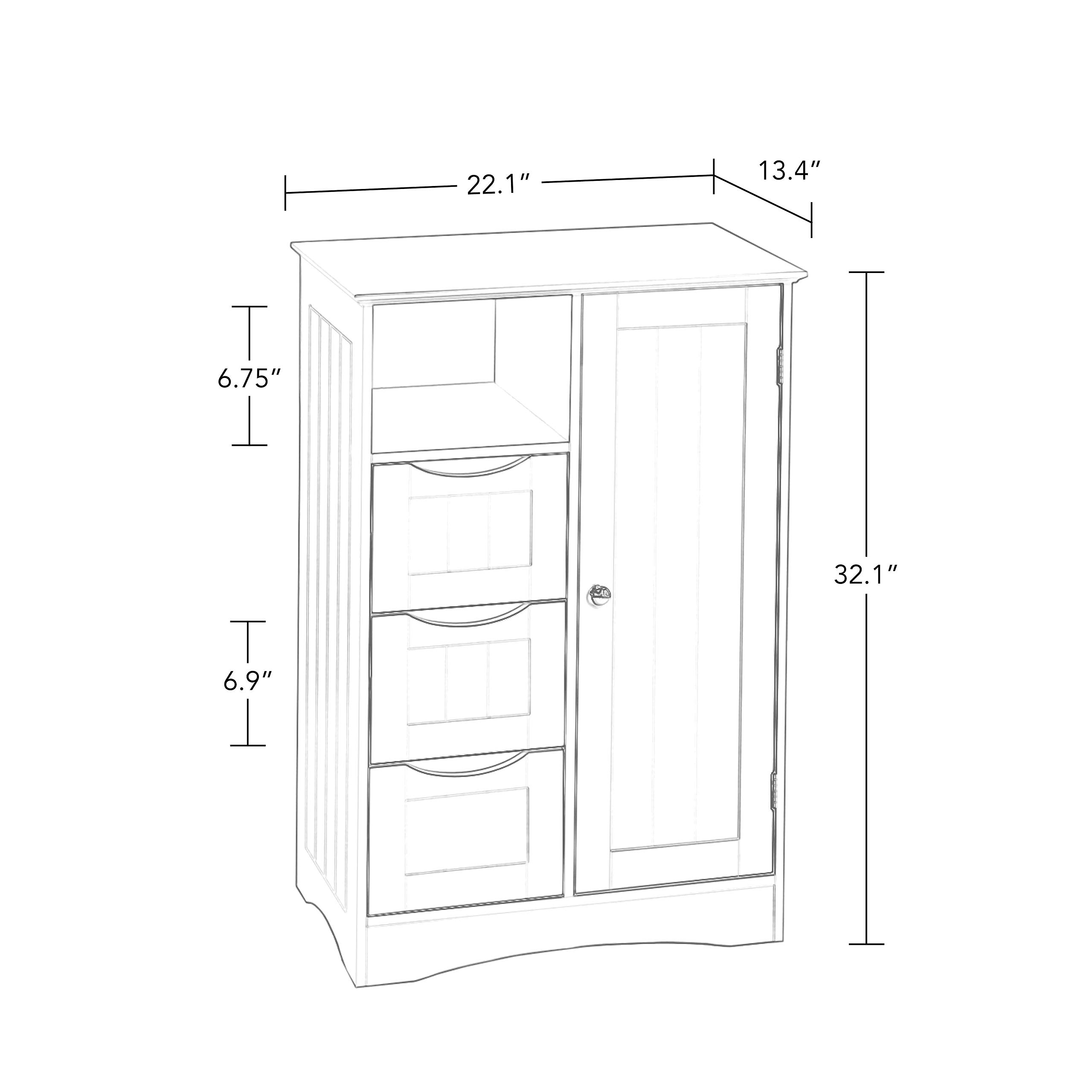 RiverRidge Ashland Bathroom Storage Cabinet with 3 Drawers, Adjustable Shelf & Beadboard Styling - White Bathroom organizer - Freestanding Storage Cabinet - Image 3