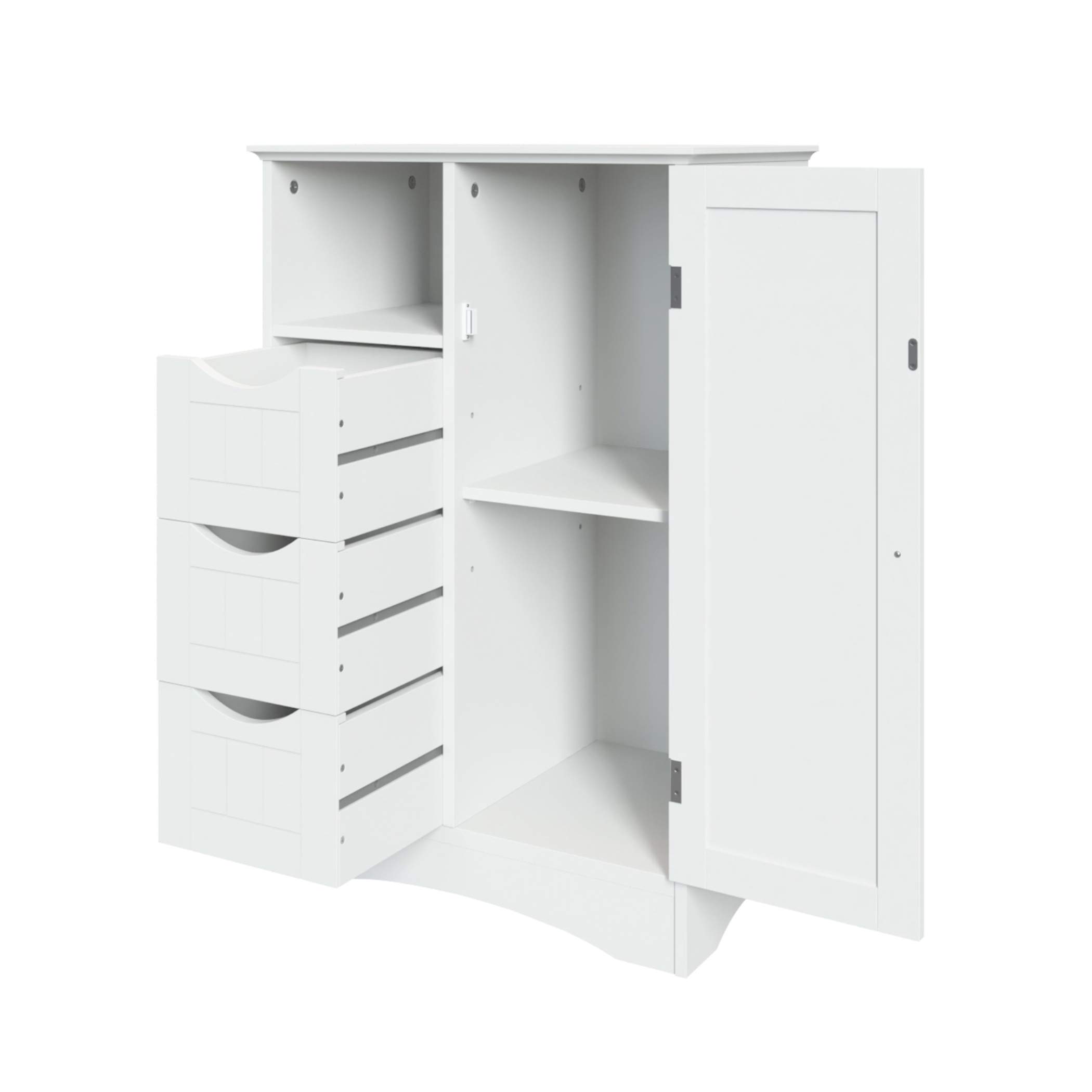 RiverRidge Ashland Bathroom Storage Cabinet with 3 Drawers, Adjustable Shelf & Beadboard Styling - White Bathroom organizer - Freestanding Storage Cabinet - Image 7