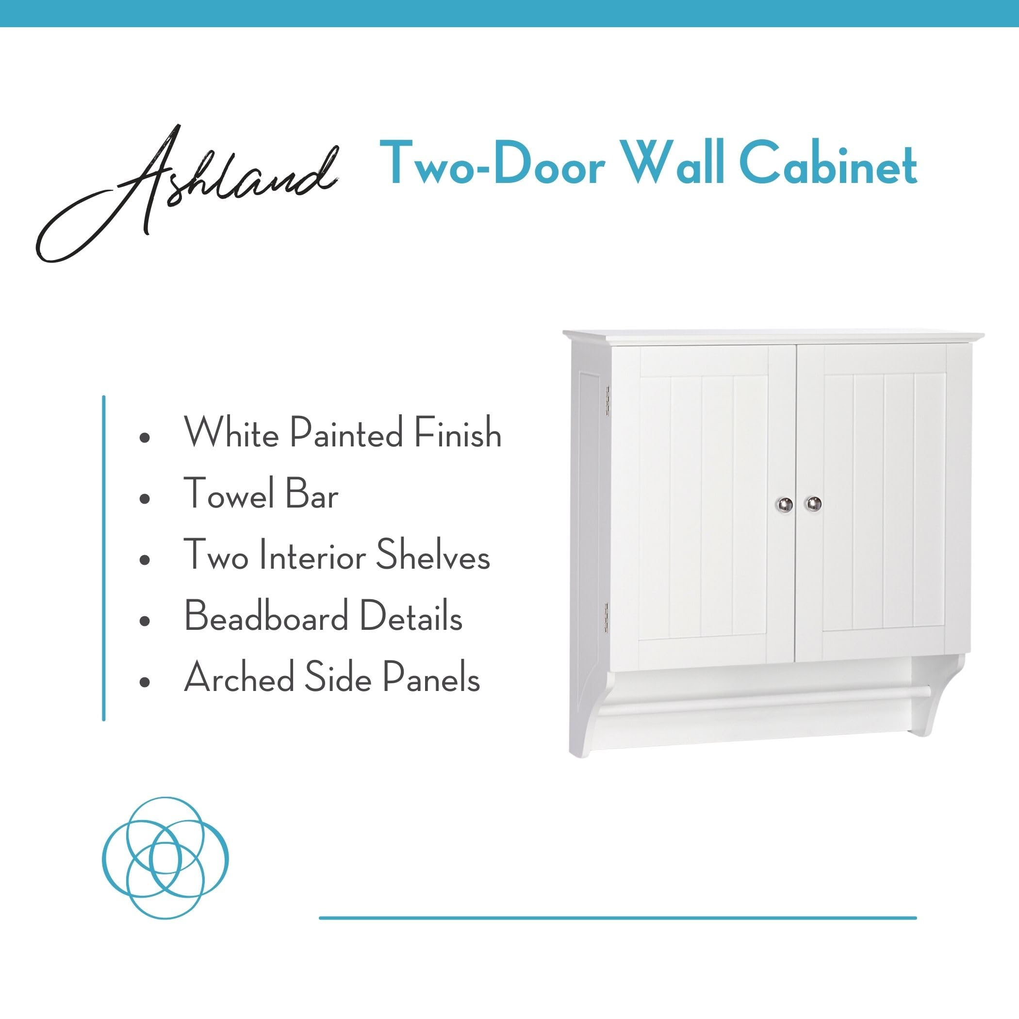 RiverRidge Ashland Two-Door Bathroom Storage Cabinet - White - Wall Mounted Medicine Cabinet Over Toilet Storage With Towel Rail And 2 Fixed Interior Shelves - Image 5