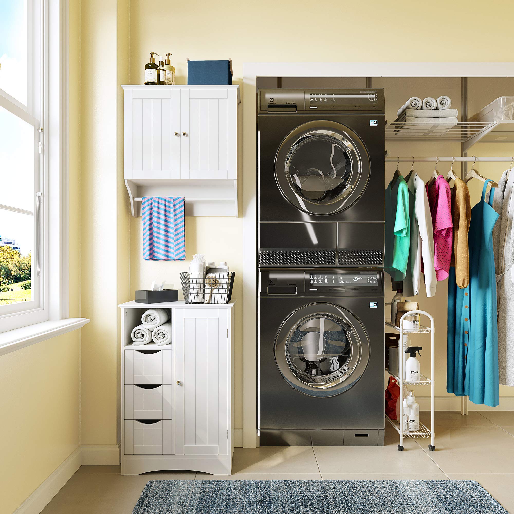 RiverRidge Ashland Bathroom Storage Cabinet with 3 Drawers, Adjustable Shelf & Beadboard Styling - White Bathroom organizer - Freestanding Storage Cabinet - Image 4