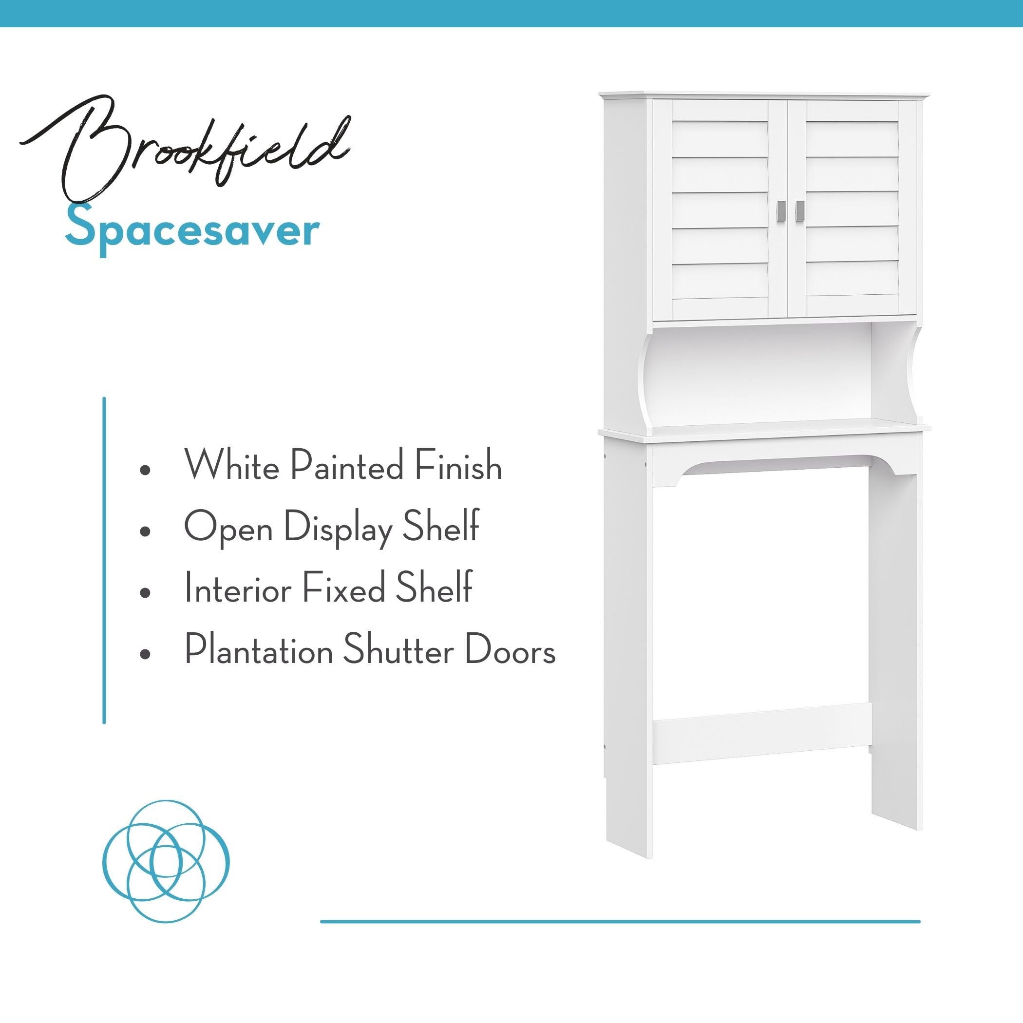 RiverRidge Brookfield Bathroom Shutter Door Over-The-Toilet Spacesaver Freestanding Storage Cabinet - Image 5