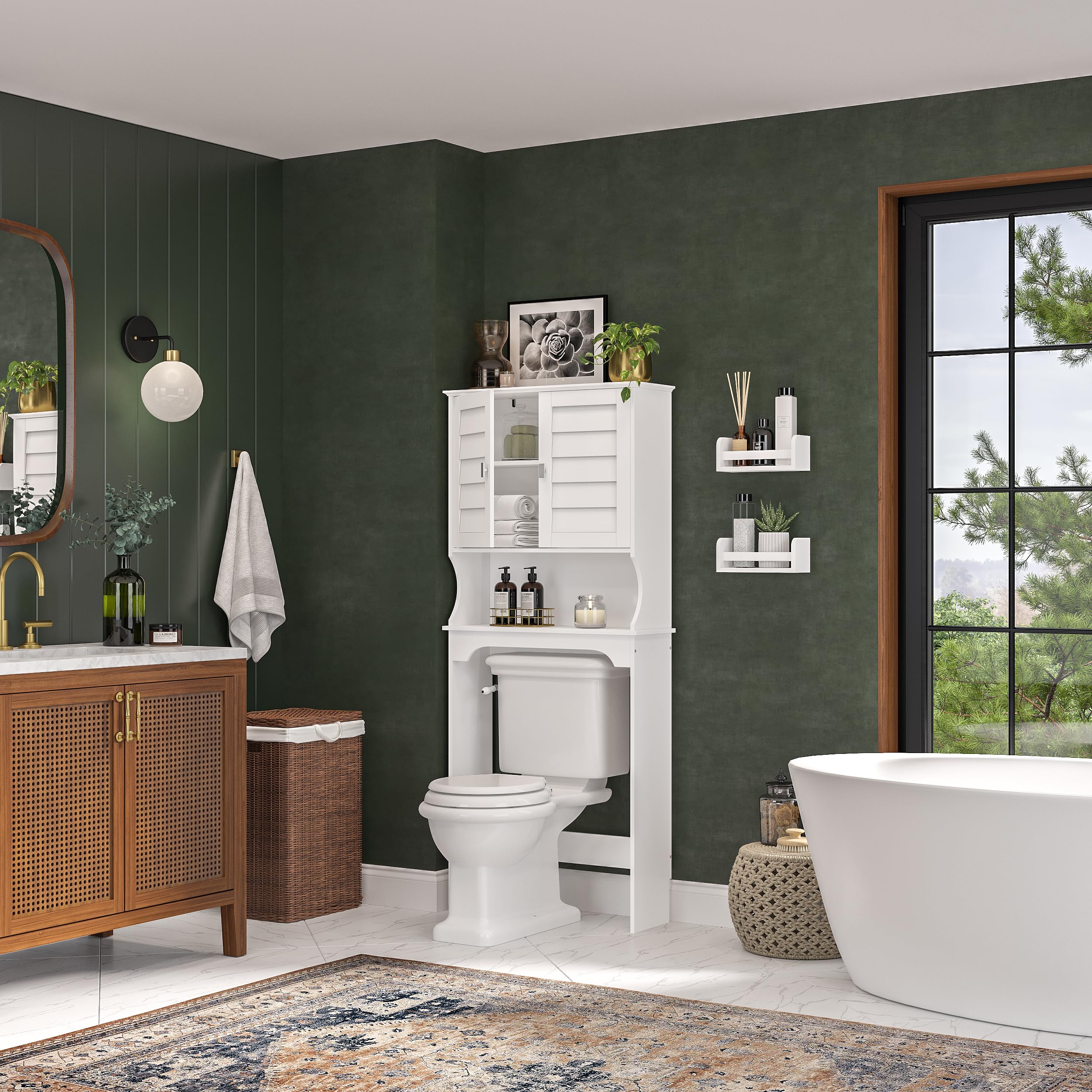 RiverRidge Brookfield Bathroom Shutter Door Over-The-Toilet Spacesaver Freestanding Storage Cabinet - Image 8