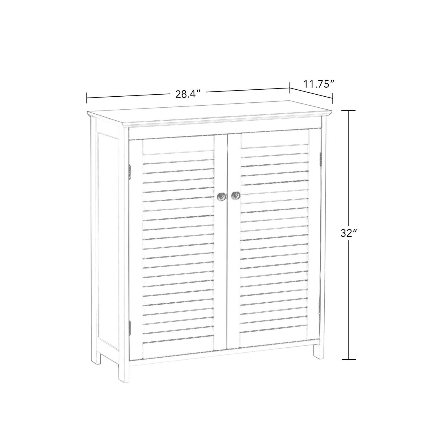 RiverRidge Ellsworth Two-Door Floor Cabinet for Bathroom - Freestanding with Adjustable Shelves and Shutter Design Doors Bathroom or Entryway Storage Solution - Image 3