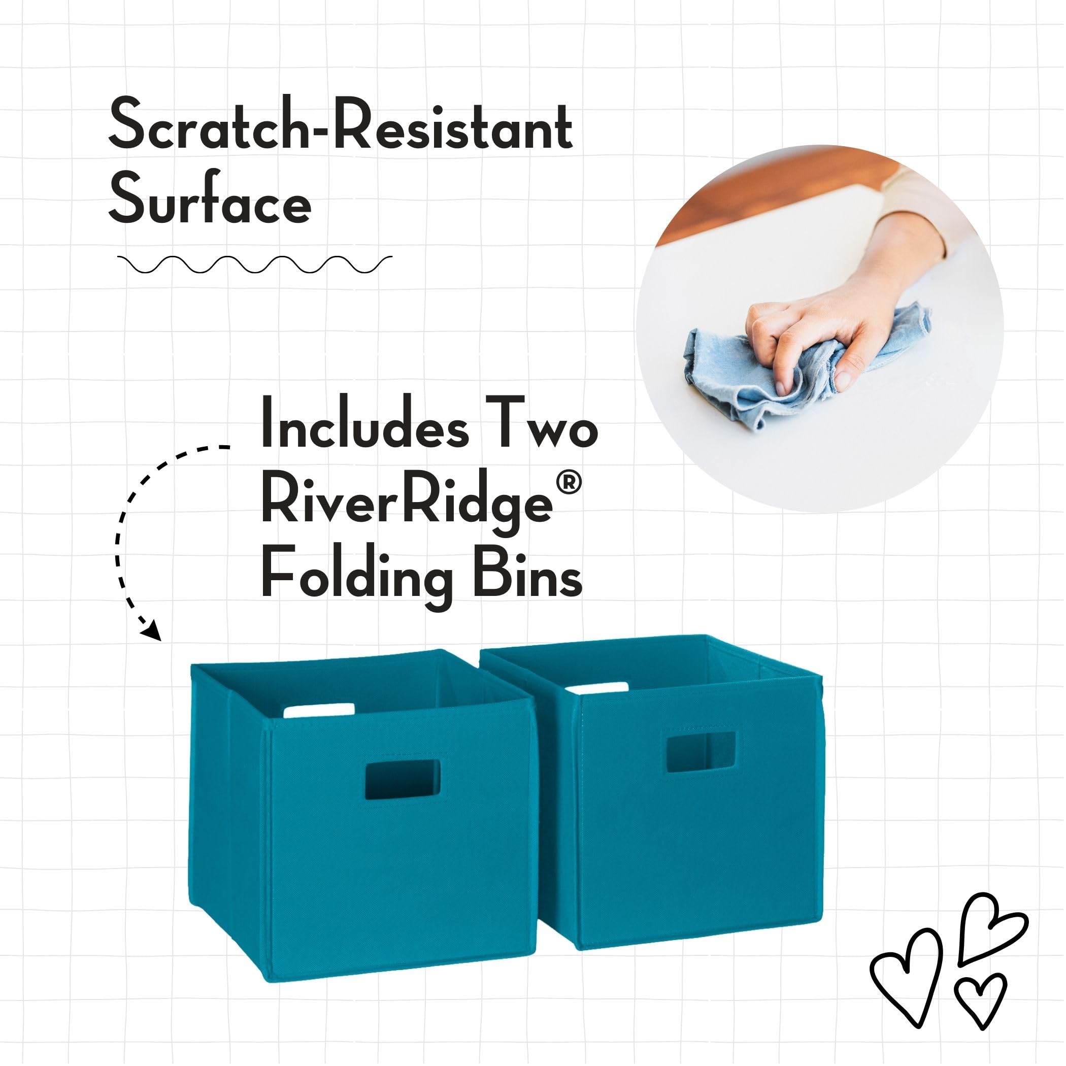 RiverRidge Home RiverRidge Activity Table, White with Golden Yellow Bins - Image 7