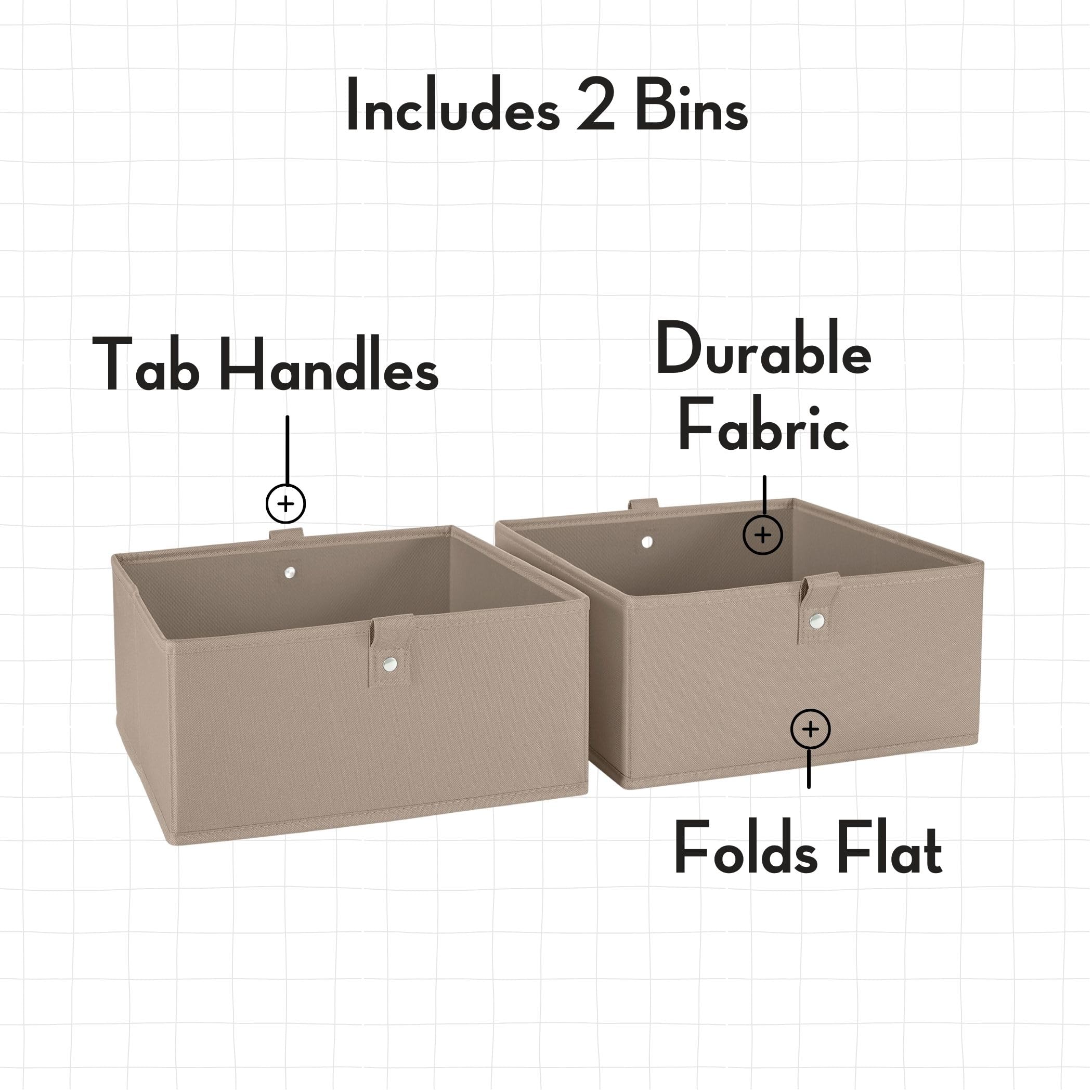 RiverRidge Kids 2pc 10.5in. W x 5in. H Folding Storage Bin Set - Taupe - Image 4