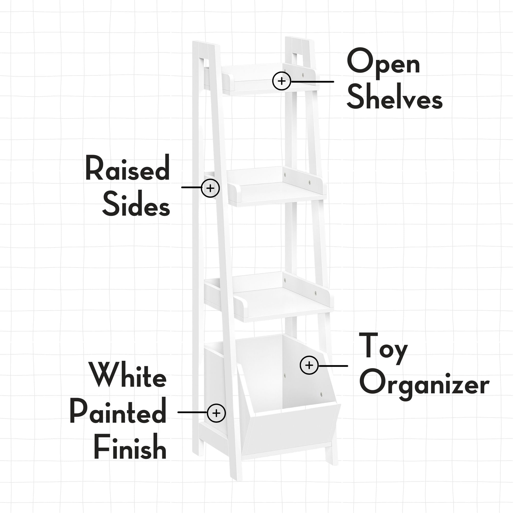 RiverRidge Kids 4-Tier Ladder Shelf Toy Organizer with Toy Storage with 3 Open Display Shelves, Spacious Book Storage for Book Nook - Image 5