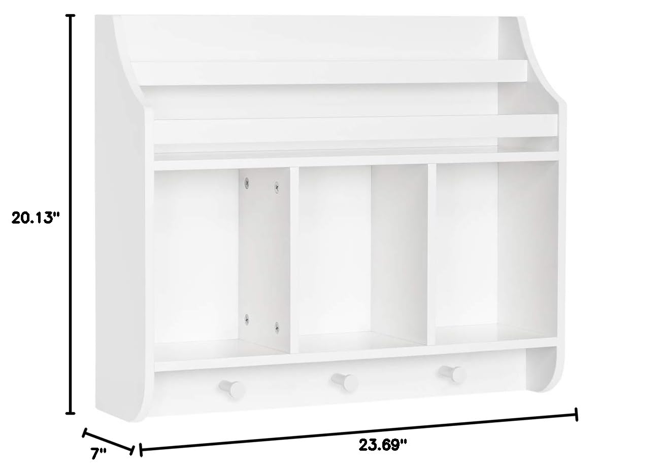 RiverRidge Kids Bookshelf with 3 Cubbies & Hooks - Book Nook Wall Bookshelf for Kids' Rooms Storage Display Rack for Toys and Games - Image 9