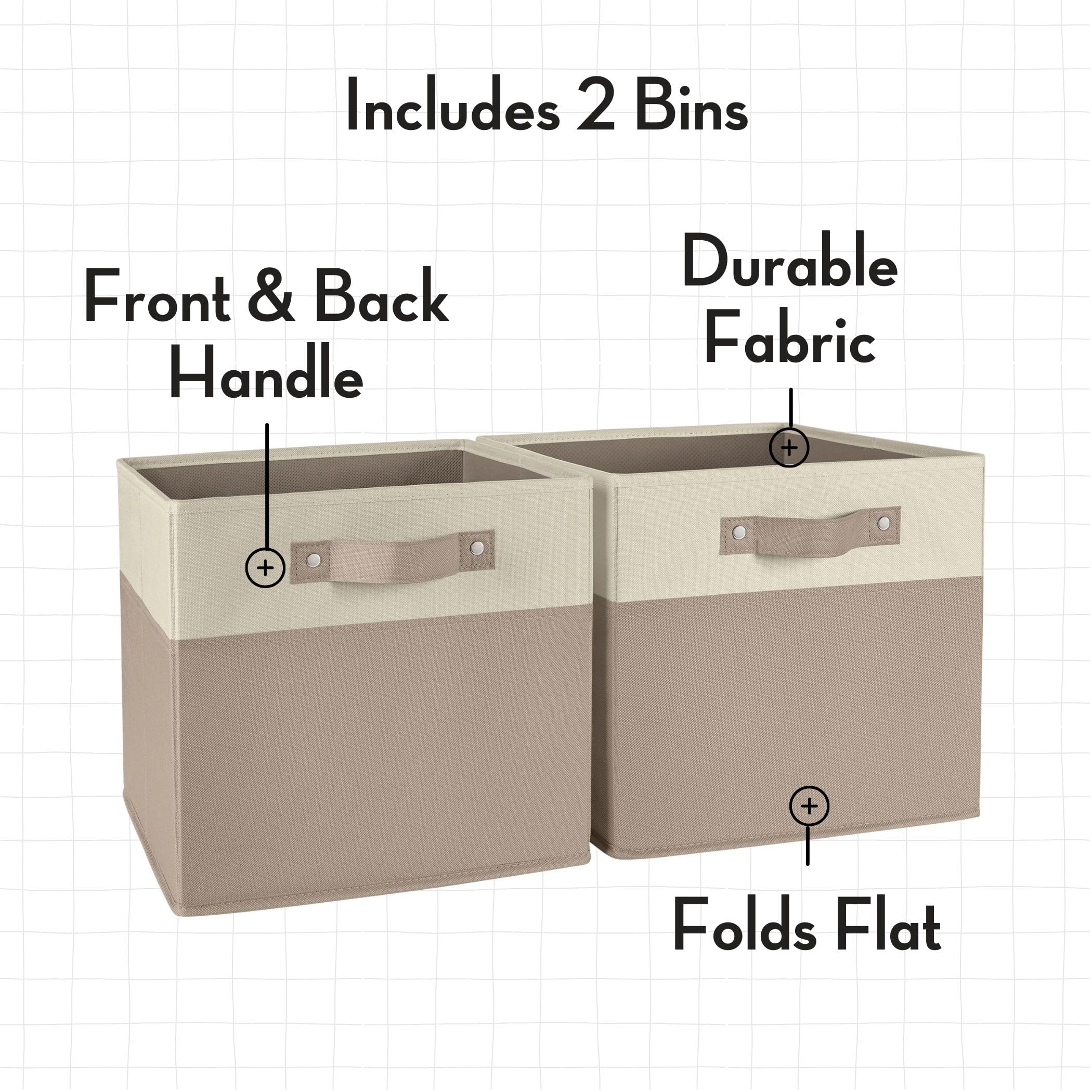 RiverRidge Kids Chair and Desk Set with Storage Cubbies, Drawer & Bookracks - Art Table Desk for Bedroom Table with 2 Folding Fabric Taupe Storage Bins - Image 3