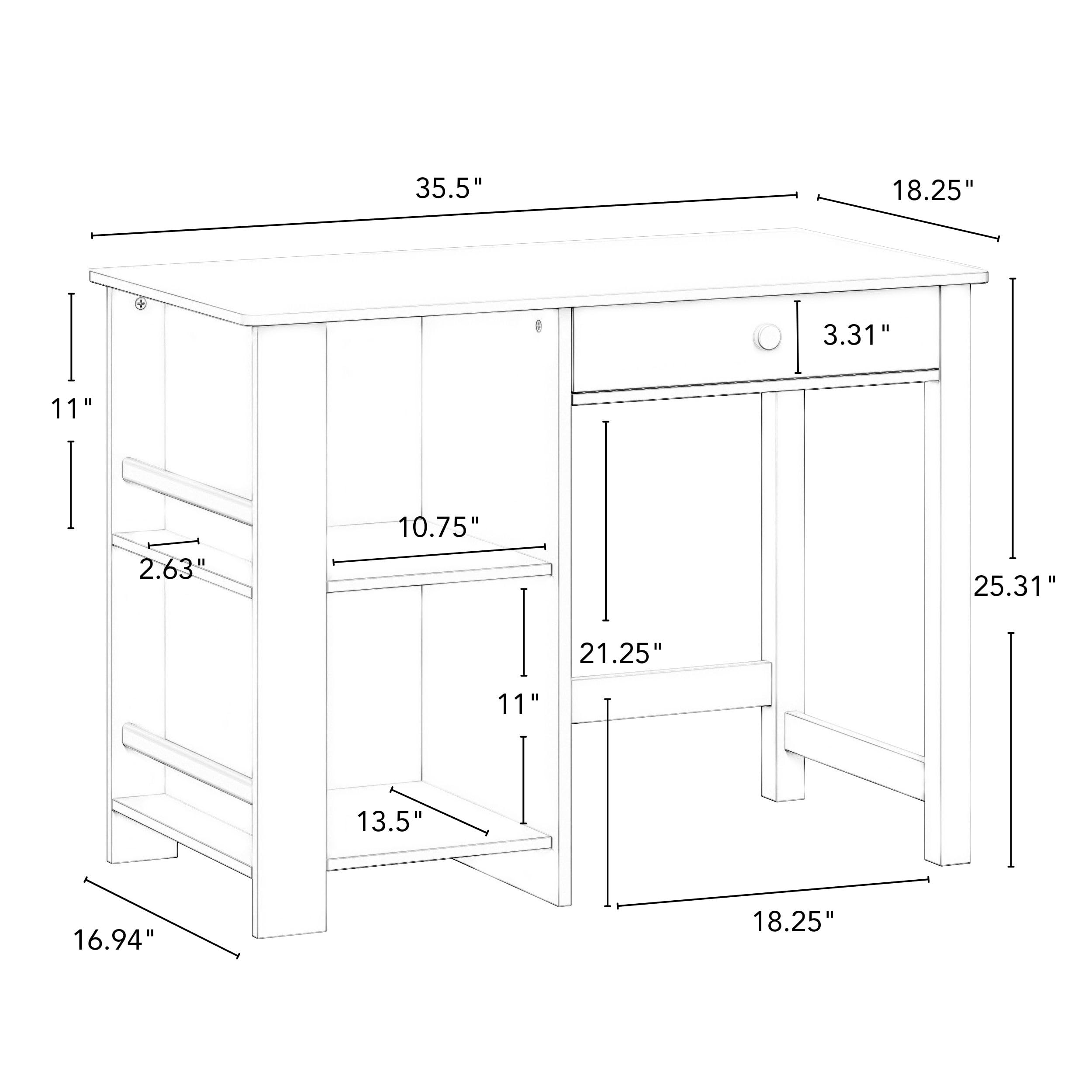 RiverRidge Kids Chair and Desk Set with Storage Cubbies, Drawer & Bookracks - Art Table Desk for Bedroom Table with 2 Folding Fabric Taupe Storage Bins - Image 5
