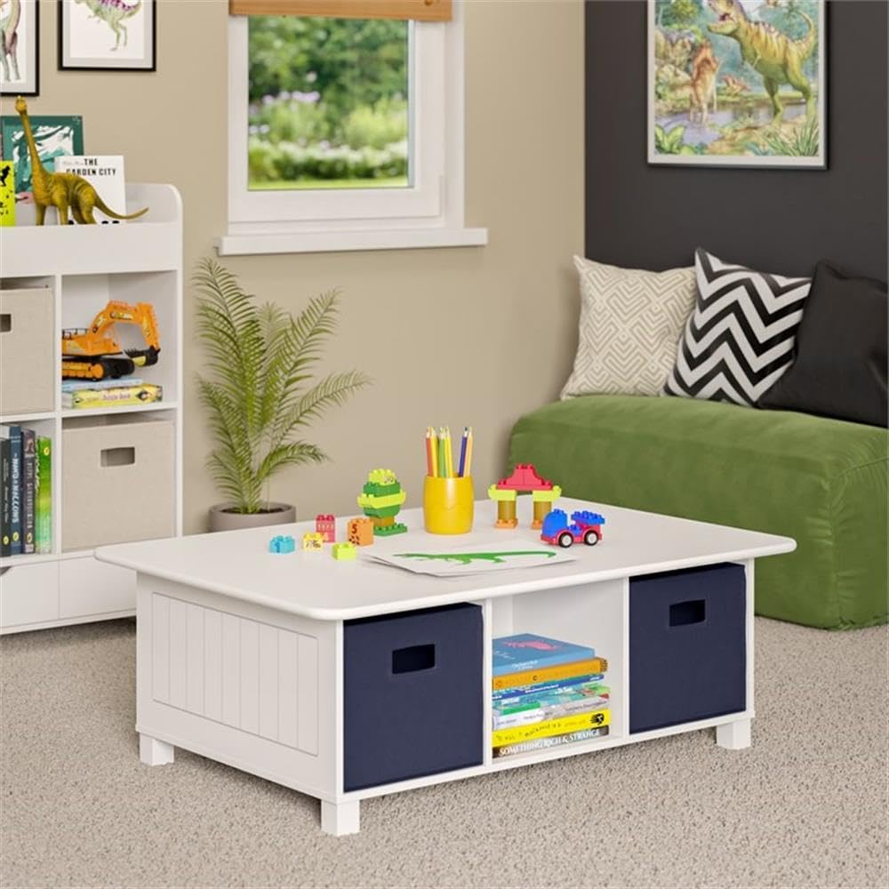 RiverRidge Kids Desk and Activity Table with 6 Storage Cubbies for Folding Bins - Art Craft or Train Table Design for Play Area Toy Organization - White - Image 6