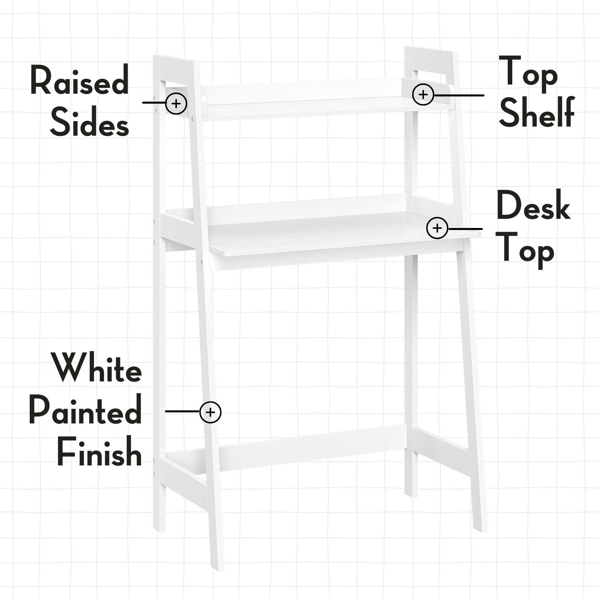 RiverRidge Kids Desk with Ladder Shelf - White Writing Table for Homework, Arts & Crafts - Spacious Tabletop with Open Shelf - Compact Design - Easy Assembly Kids Table for School-Age Children - Image 3