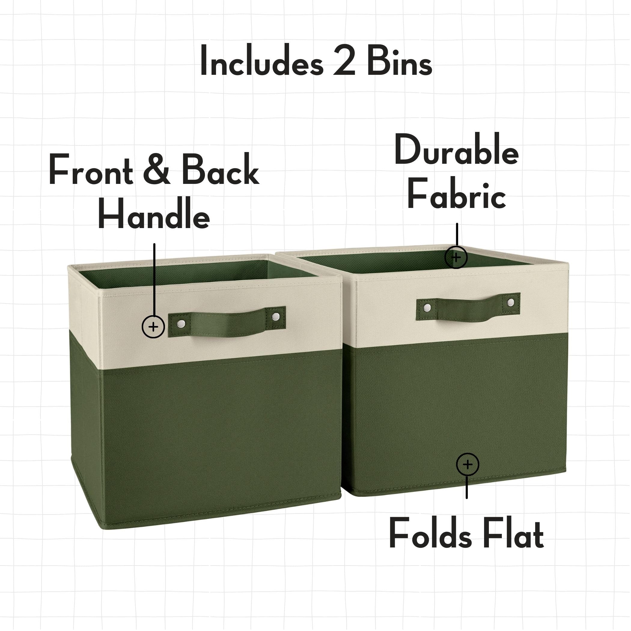 RiverRidge Kids storage bins - 10.5 Cube Storage Organizer with Handles – Olive Two-Tone closet organizers and storage for Toys, Shoes & More - Fits RiverRidge Cabinets - Image 4