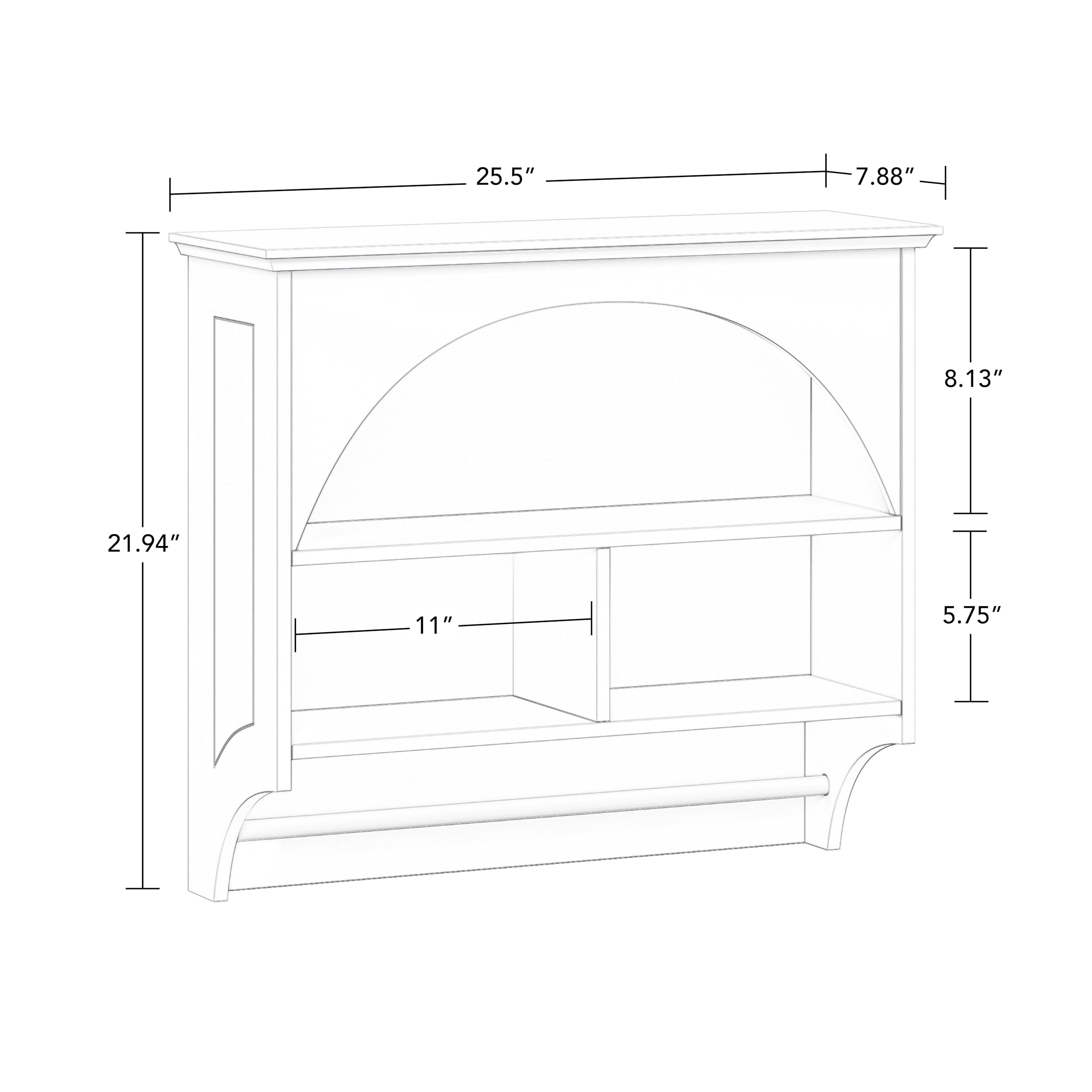 RiverRidge Kitchen Wall Cabinet with Arched Design & Towel Bar - Wall Mounted Storage Cabinet with Display Shelf & Dual Cubbies Kitchen Organization Solution - Image 3