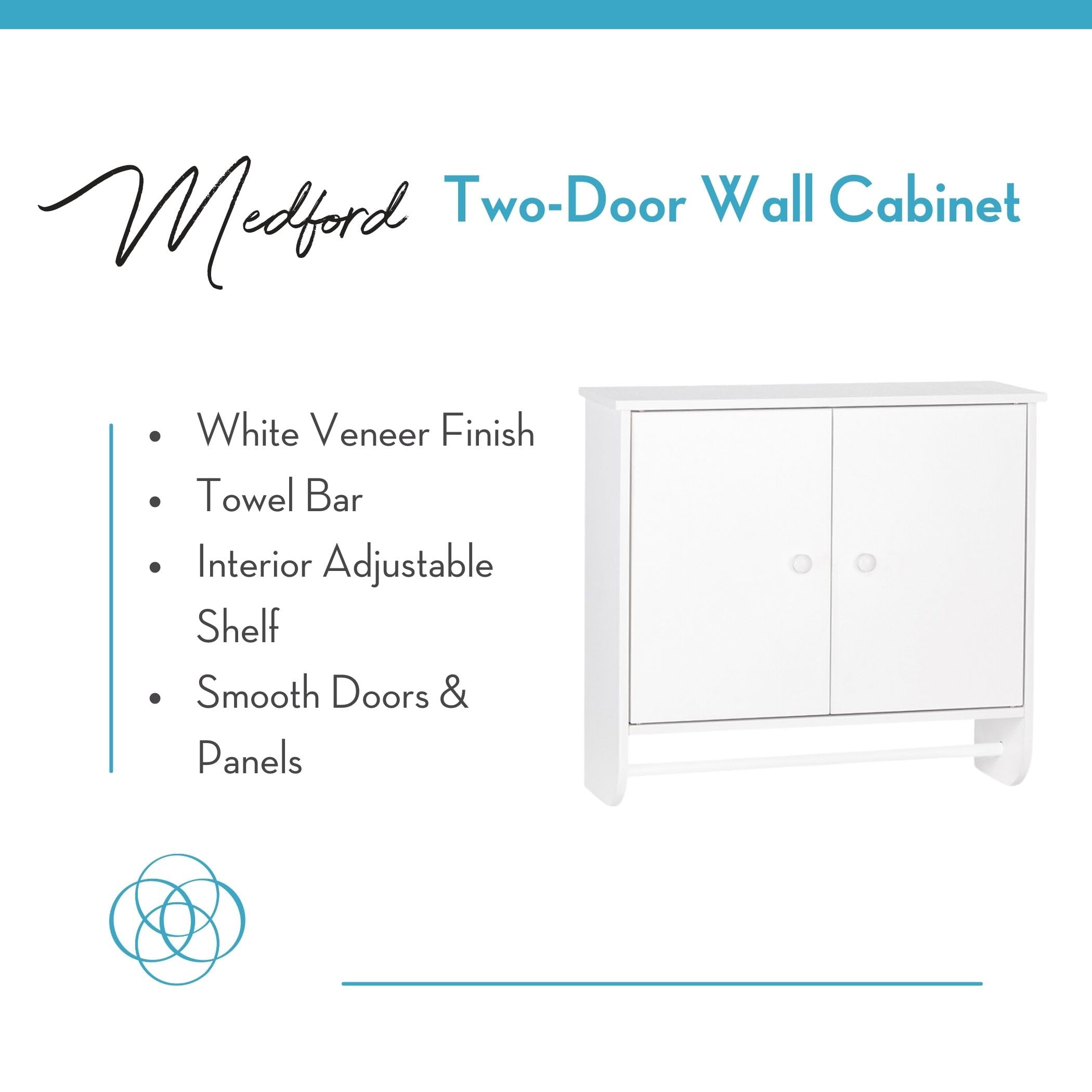 RiverRidge Medford 2 Door Wall Mounted Bathroom Cabinet with Towel Bar and Adjustable Shelf - Compact Bathroom Storage for Toiletries & Essentials - Image 5