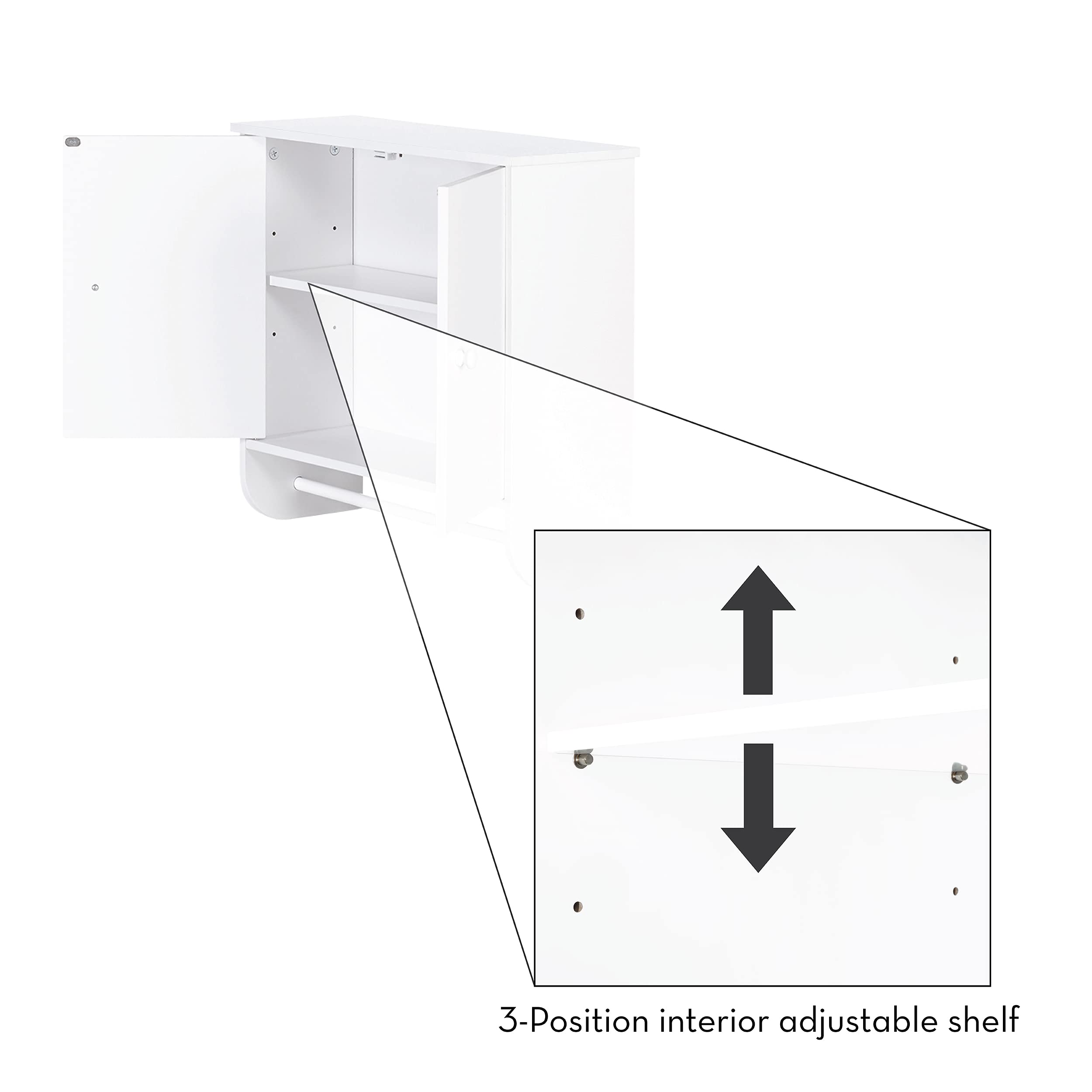 RiverRidge Medford 2 Door Wall Mounted Bathroom Cabinet with Towel Bar and Adjustable Shelf - Compact Bathroom Storage for Toiletries & Essentials - Image 7