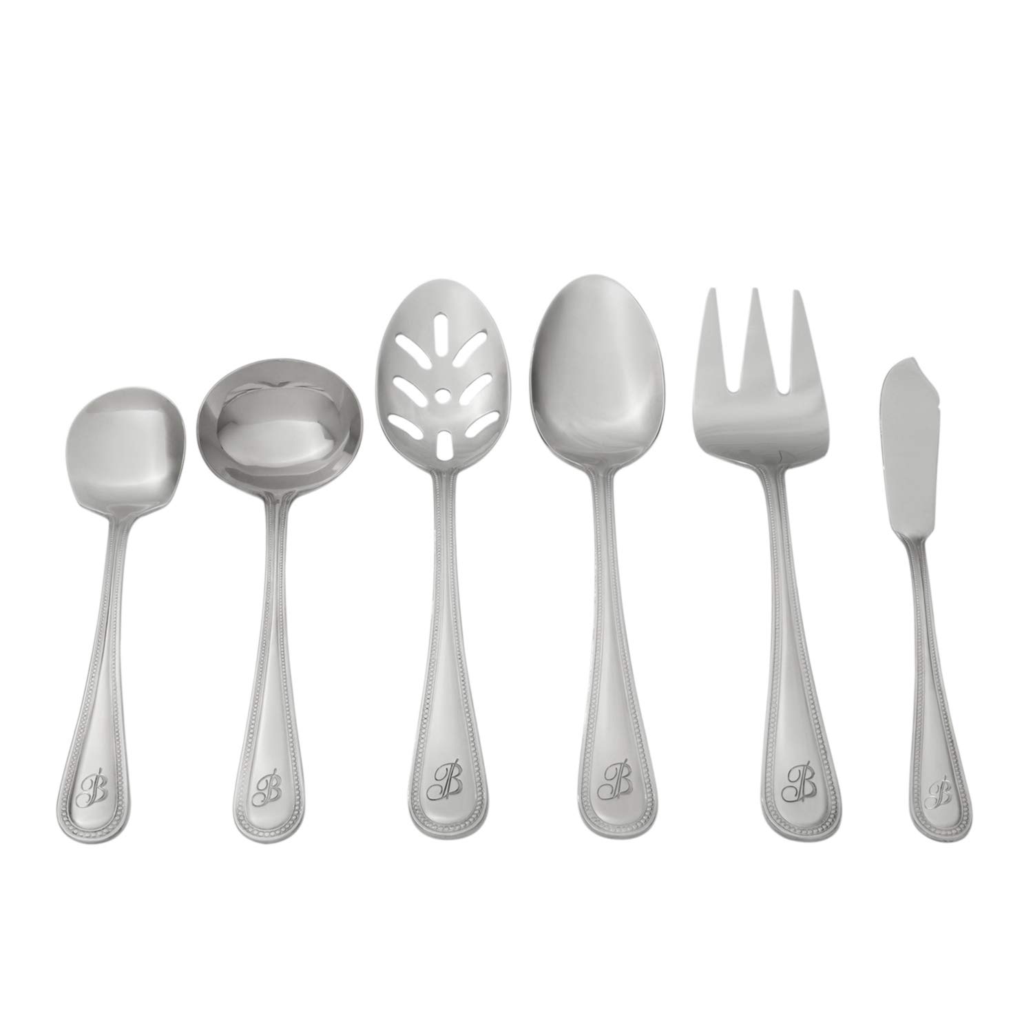 RiverRidge Monogrammed Beaded Flatware Set - J - 46-Piece Silverware with Custom Letter Stamp, 18/0 Stainless Steel Utensils Set for Daily Use & Special Occasions - Dishwasher Safe, Versatile Design - Image 4