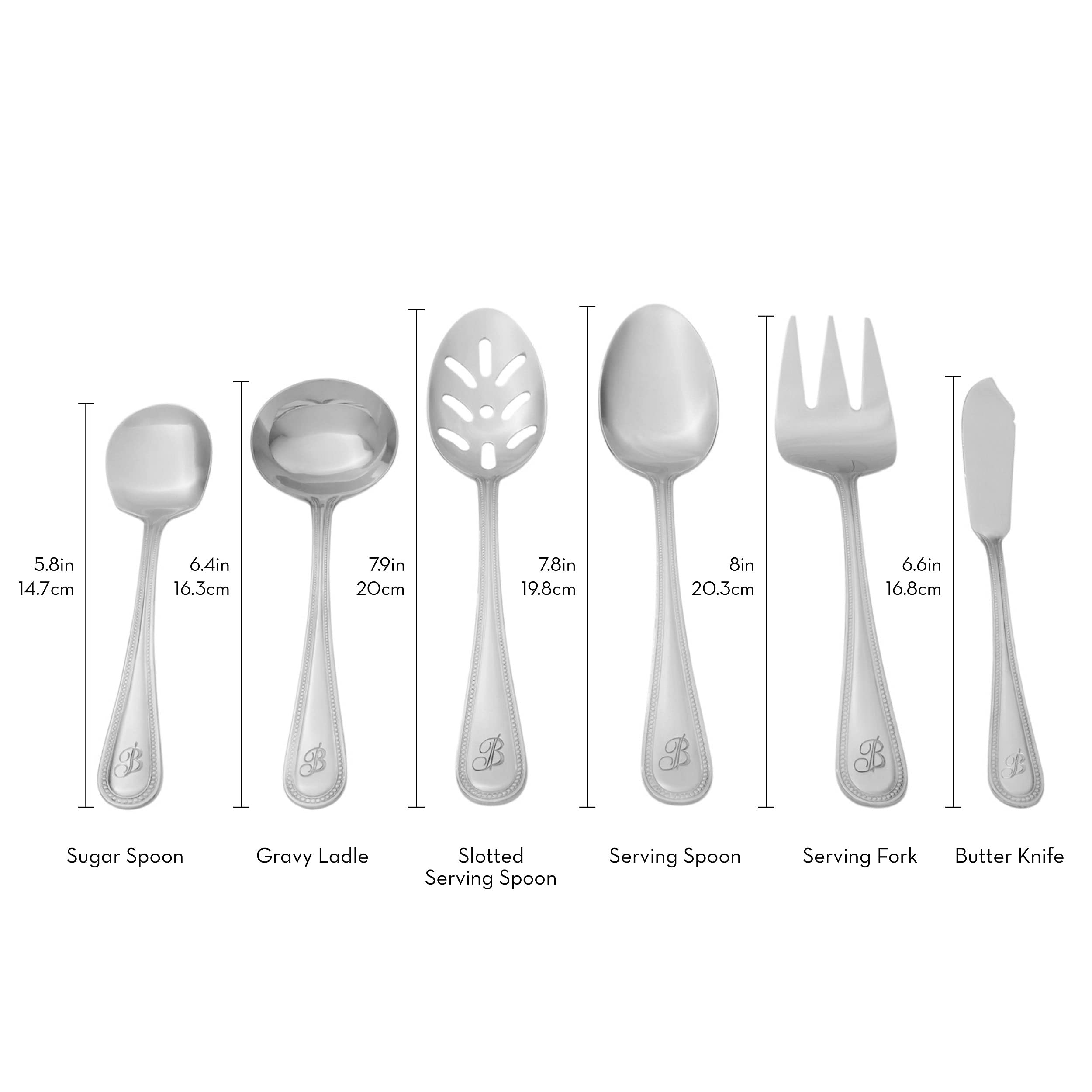 RiverRidge Monogrammed Beaded Flatware Set - J - 46-Piece Silverware with Custom Letter Stamp, 18/0 Stainless Steel Utensils Set for Daily Use & Special Occasions - Dishwasher Safe, Versatile Design - Image 8