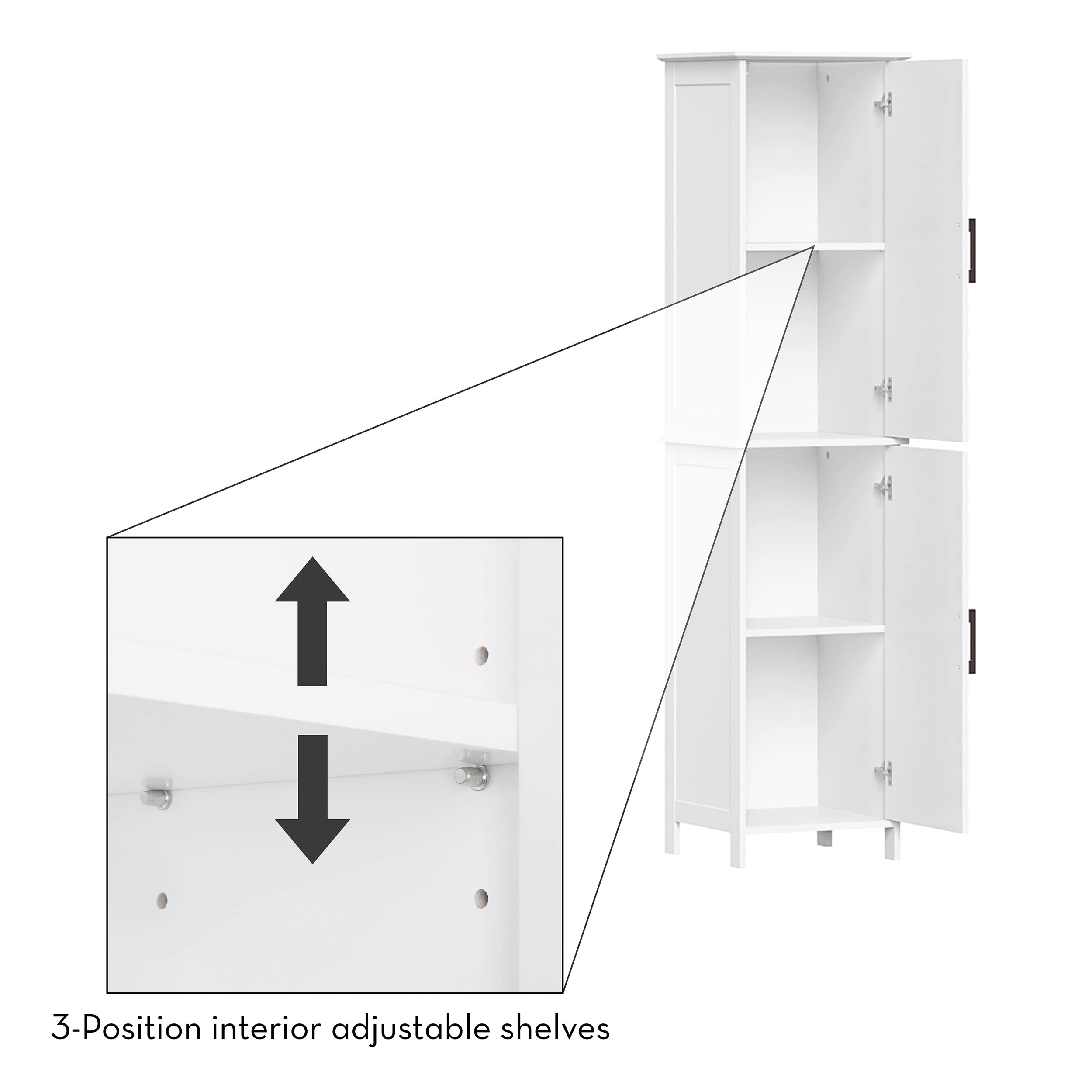 RiverRidge Monroe Cabinet with 2 Soft-Close Doors, Adjustable Shelves for Bathroom Storage - Conceal Clutter in Modern Style - Image 7